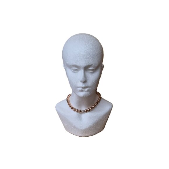 Metallic Rose Gold Tone Toggle Necklace & Coffee Tone Stretch Bracelet Set - Picture 2 of 3